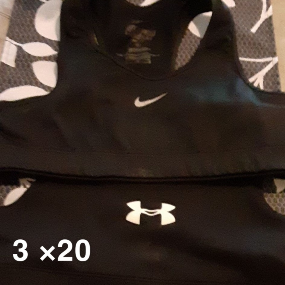 2 nike and 1 under Armour sports bra, 3 for 20